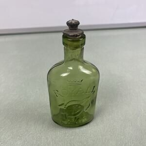 Vintage Royall Lyme Green Glass Perfume Bottle with Crown